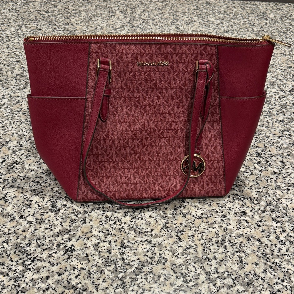 Michael Kors Burgundy Signature Shoulder Bag